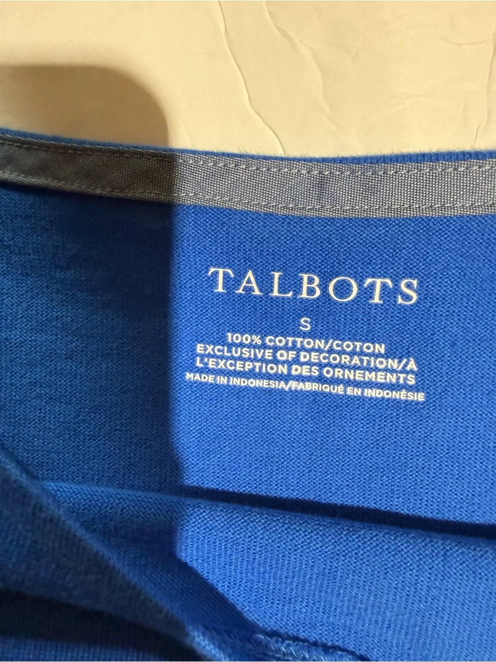 Talbots Royal Blue Striped Boatneck light Sweater Size Small